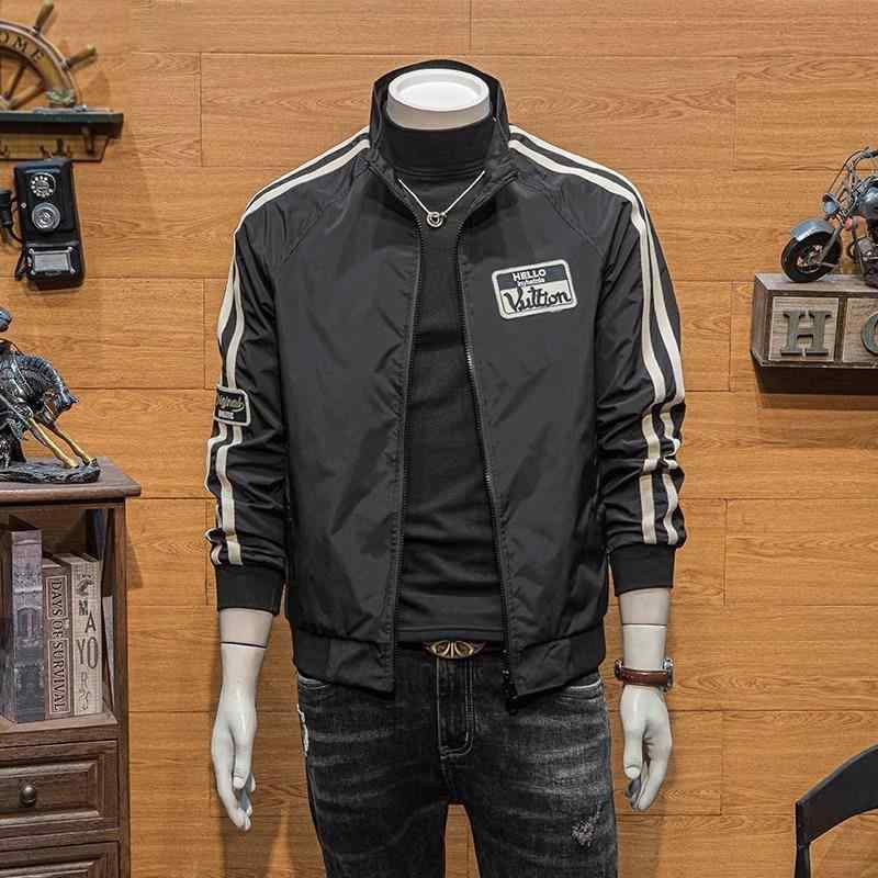 春 コーデ メンズ 服 シンプル ファッション オシャレ 大人 かっこいい 大きいサイズ ストリート 紳士服 ハイエンド ブラック ジャケット コート スタンドカラー カーディガン ライダース スポーツウェア