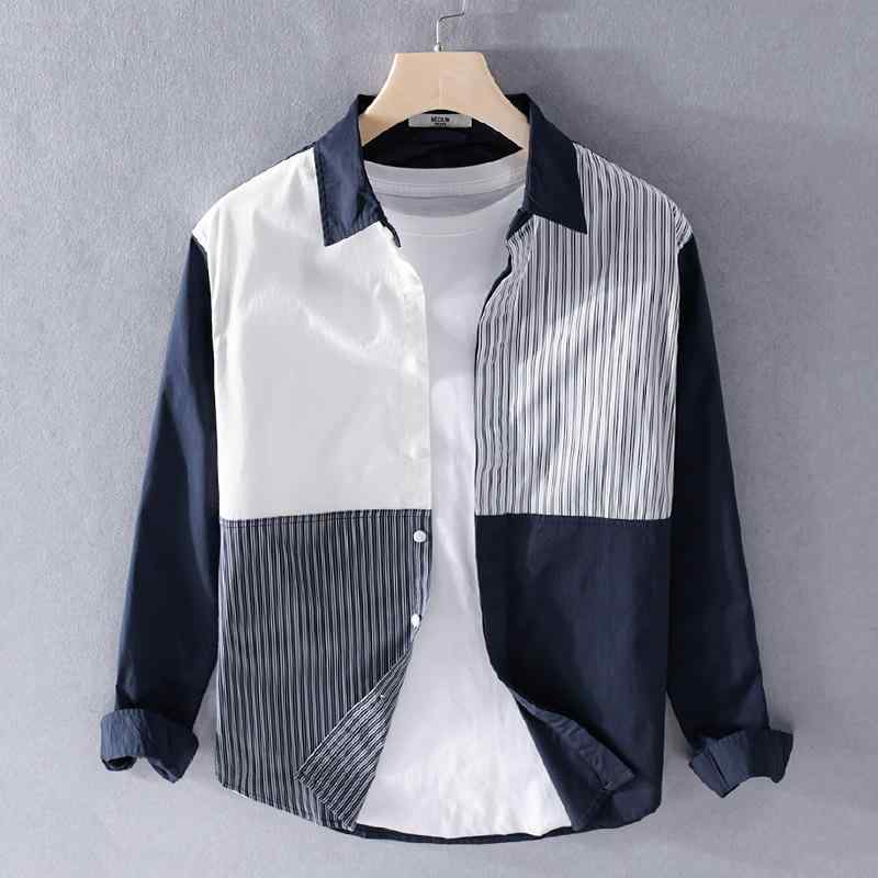 春 コーデ メンズ 服 シンプル ファッション オシャレ 大人 かっこいい 大きいサイズ ストリート 紳士服 春 コットンシャツ 長袖 快適 カジュアル カラー シャツ|リコット