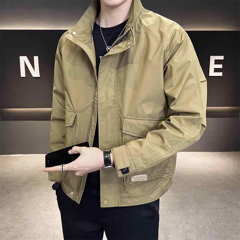 春 コーデ メンズ 服 シンプル ファッション オシャレ 大人 かっこいい 大きいサイズ ストリート 紳士服 ハイエンド スタンドカラー ワーク ジャケット キルティング コットン
