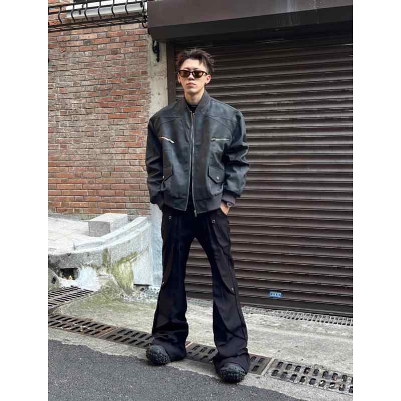 春 コーデ メンズ  服 分かりやすい 流行り物 オシャレ 成年者 かっこいい 気が大きい大きさ 表どおり 成人男性服 アメリカン レトロ PU エコ なめし革 上衣 ハイエンド フライング ライダース 上衣 表どおり 上衣