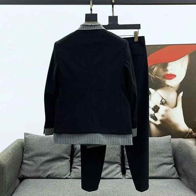 春 コーデ メンズ  服 分かりやすい 流行り物 オシャレ 成年者 かっこいい 気が大きい大きさ 表どおり 成人男性服  韓国表現スタイル ハイエンド 縞模様 背広 上衣