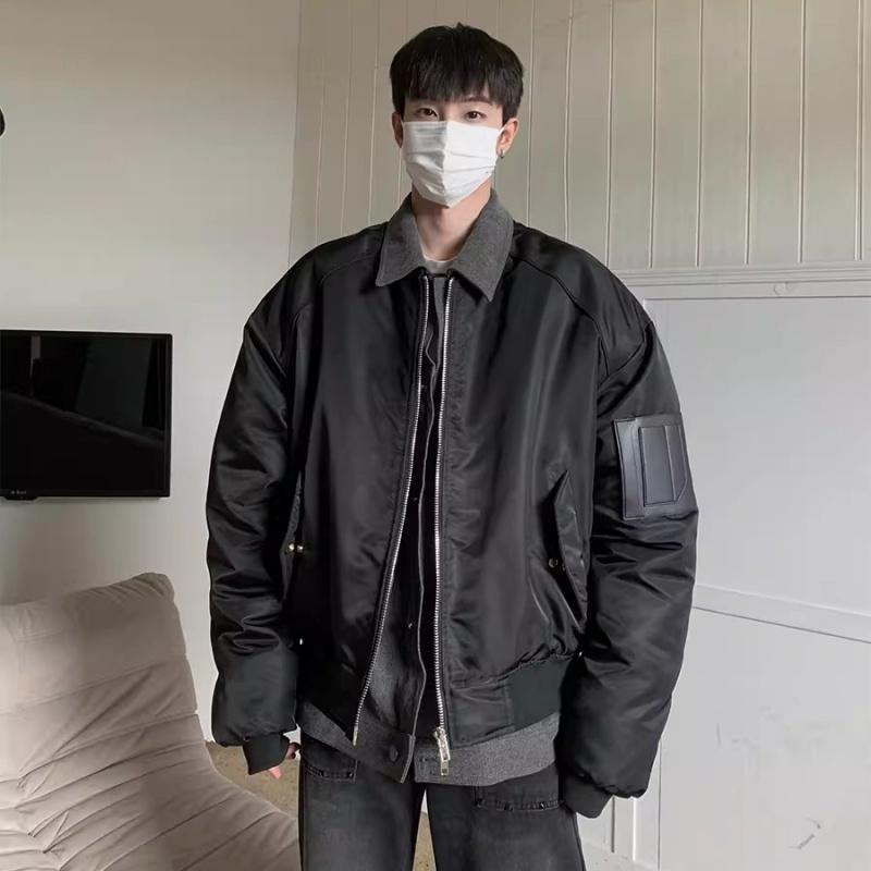 春 コーデ メンズ 服 シンプル ファッション オシャレ 大人 かっこいい 大きいサイズ ストリート 紳士服 ハイエンド デニム ステッチ フェイク ツーピース ボンバー ジャケット ストリート トップス ｜リコット