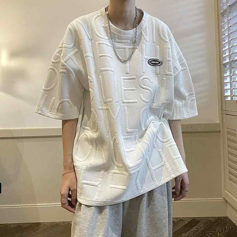 春 コーデ メンズ 服 シンプル ファッション オシャレ 大人 かっこいい 大きいサイズ ストリート 紳士服 レター 半袖 T シャツ 服 薄手