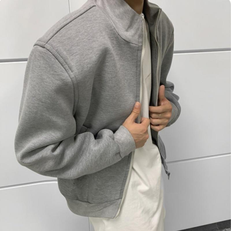 春 コーデ メンズ 服 シンプル ファッション オシャレ 大人 かっこいい 大きいサイズ ストリート 紳士服 グレー スタンドカラー ショルダーパッド ジャケット 春 ハイエンド シルエット ボンバー|リコット