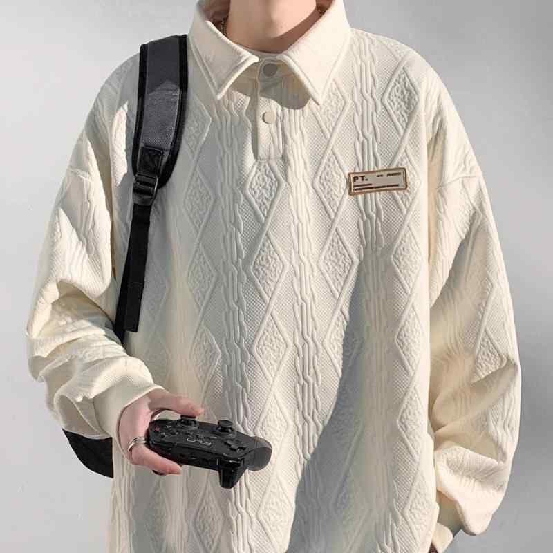 春 コーデ メンズ  服 分かりやすい 流行り物 オシャレ 成年者 かっこいい 気が大きい大きさ 表どおり 成人男性服  長袖 スポーツシャツ 調教師 アメリカン 好一対 お召しもの ゆったり トップス