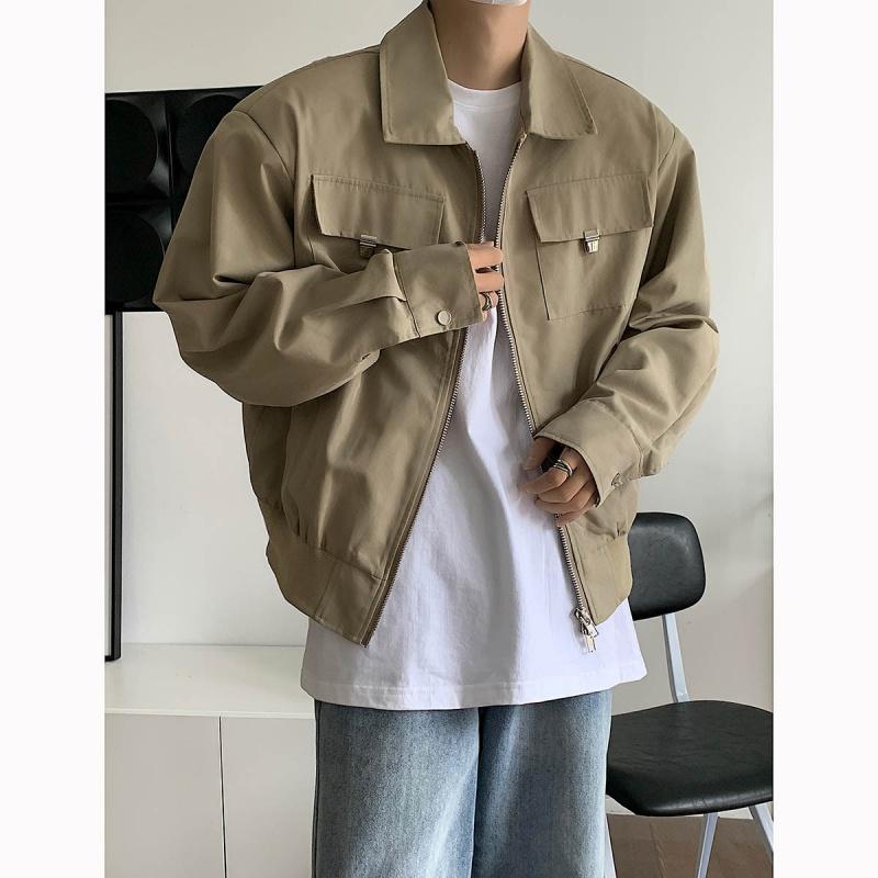 春 コーデ メンズ  服 分かりやすい 流行り物 オシャレ 成年者 かっこいい 馬鹿でかい大きさ 表どおり 成人男性服 ハイエンド 厚地の外套 カーキ 野球 上衣 厚地の外套大きさ 表どおり 細工物御召しもの ボン赤ちょうちん