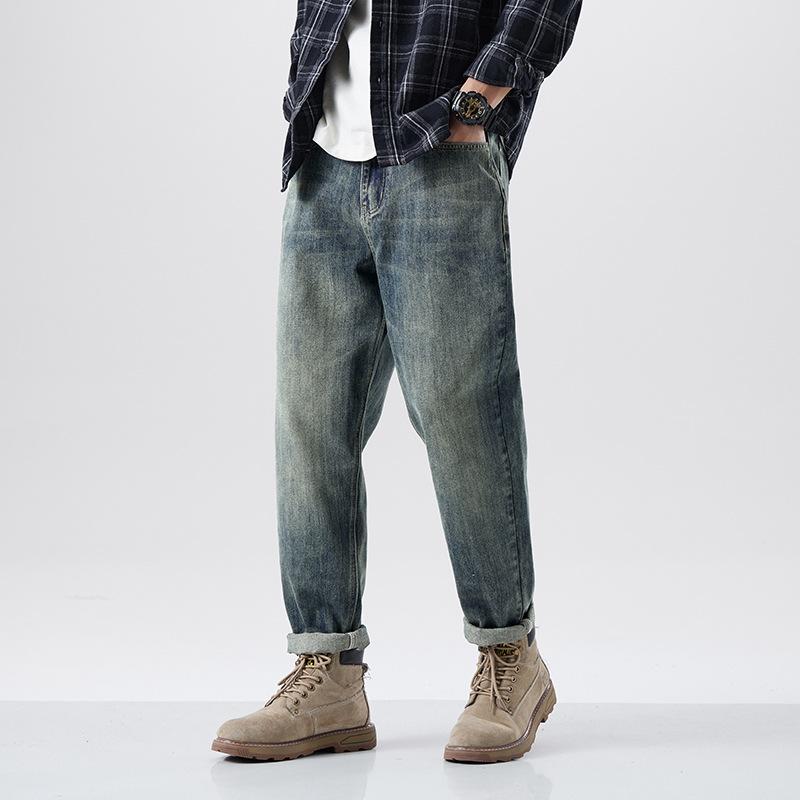春 コーデ メンズ  服 分かりやすい 流行り物 オシャレ 成年者 かっこいい 途轍も無い大きさ 表どおり 成人男性服 デニム 春 アメリカン レトロ 引っ切りない 広広とした レッグ ズボン下 か細い 心地よい