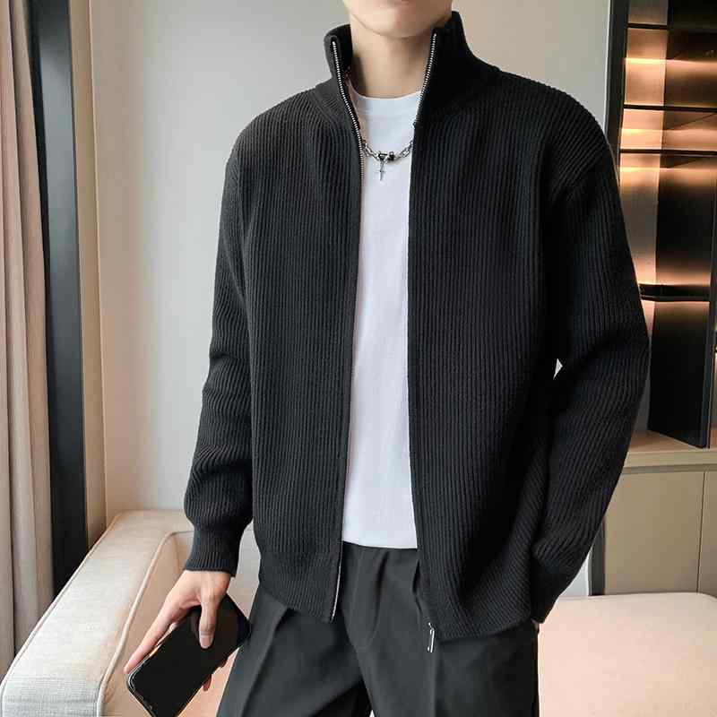 春 コーデ メンズ  服 分かりやすい 流行り物 オシャレ 成年者 かっこいい 気が大きい大きさ 表どおり 成人男性服  ソリッドカラー ファスナー スウェーター 上衣 ハイエンド 編み物 分かりやすい ジレー上衣