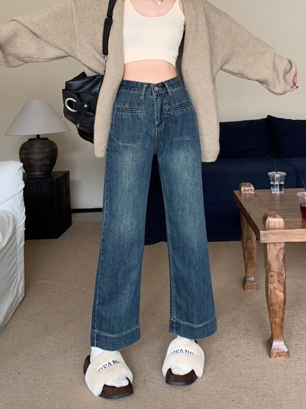 春 コーデ メンズ  服 分かりやすい 流行り物 オシャレ 成年者 かっこいい 気が大きい大きさ 表どおり 成人男性服  ズボン下 レトロ 広広とした レッグ 引っ切り無い デニム 青色 ロング