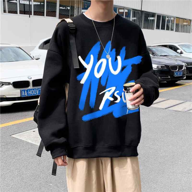 春 コーデ メンズ 服 シンプル ファッション オシャレ 大人 かっこいい 大きいサイズ ストリート 紳士服 ラウンドネック スウェットシャツ ゆったり レター プリント ジャケット カジュアル 服