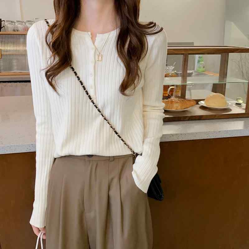 春 コーデ レディース ファッション オシャレ アイテム カワイイ 用 シンプル 大人カワイイ スリムフィット インナー セーター レディース レイヤリング 長袖 トップス