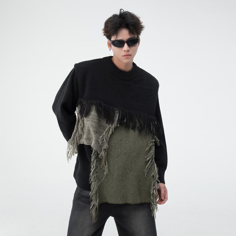 春 コーデ メンズ 用 服 分かりやすい 流行り物 オシャレ 成年者 かっこいい 気が大きい大きさ 表どおり 成人男性服 レディース タッセル 編み物 スウェーター 色合い ラウンドのど首 肌付きお召しもの