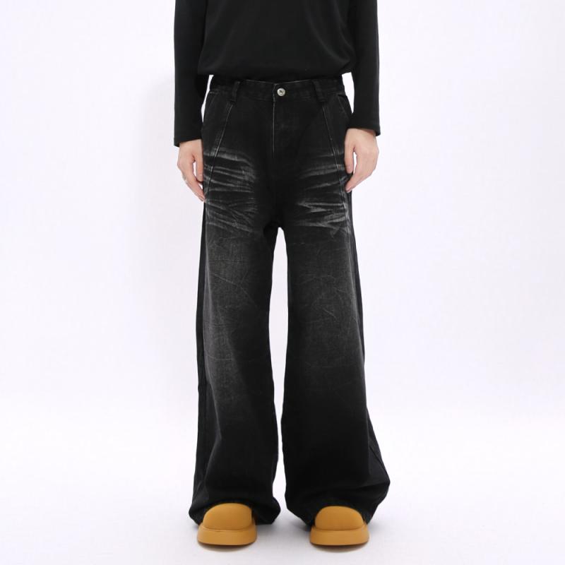 春 コーデ メンズ 用 服 分かりやすい 流行り物 オシャレ 成年者 かっこいい 気が大きい大きさ 表どおり 成人男性服  韓国表現スタイル ウォッシュド ウィスカー 黒いこと デニム 引っ切り無い レッグ レディース 立ち会い場 レングス 広広とした ズボン下