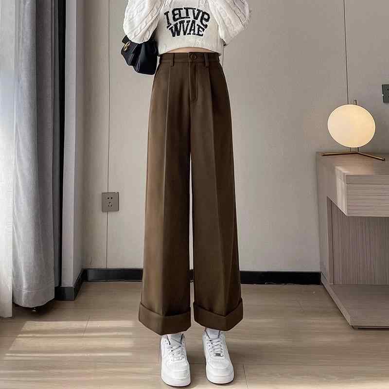 春 コーデ レディース 流行り物 オシャレ 科目 カワイイ 用 分かりやすい 成年者カワイイ  赤銅色 羊毛 背広 ズボン下 ハイエンド ドレープ 広々とした 裾 心地好い 引っ切り無い