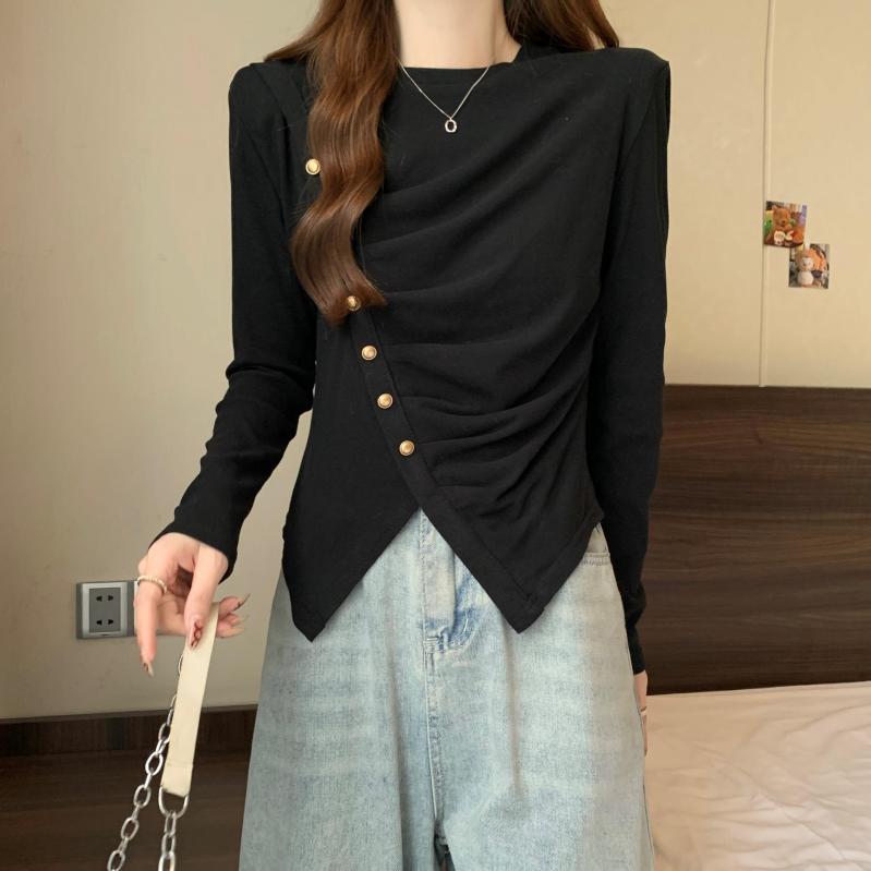 春 コーデ レディース ファッション オシャレ アイテム カワイイ 用 シンプル 大人カワイイ スタイリッシュ スリムフィット セーター プリーツ トップス 黒 ニット レイヤリング シャツ 6,872円