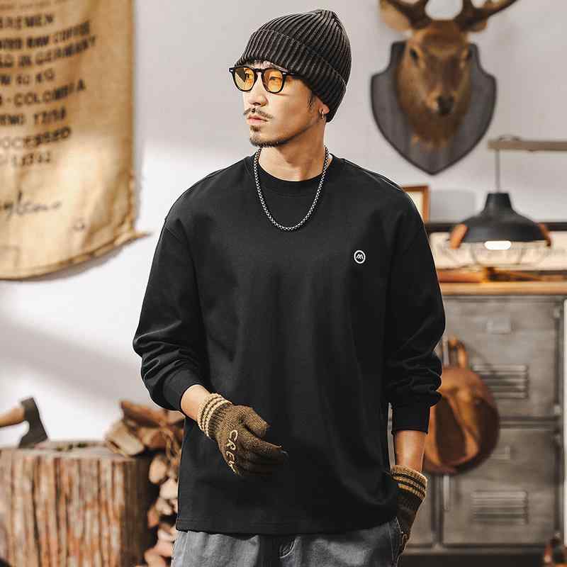 春 コーデ メンズ 用 服 シンプル ファッション オシャレ 大人 かっこいい 大きいサイズ ストリート 紳士服 アメリカン レトロ ヘビー T シャツ 長袖 シンプル ニット レイヤリング