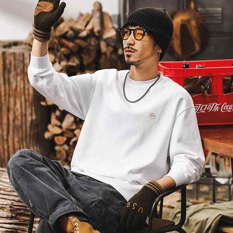 春 コーデ メンズ 用 服 シンプル ファッション オシャレ 大人 かっこいい 大きいサイズ ストリート 紳士服 アメリカン レトロ 長袖 T シャツ シンプル インナー レイヤリング