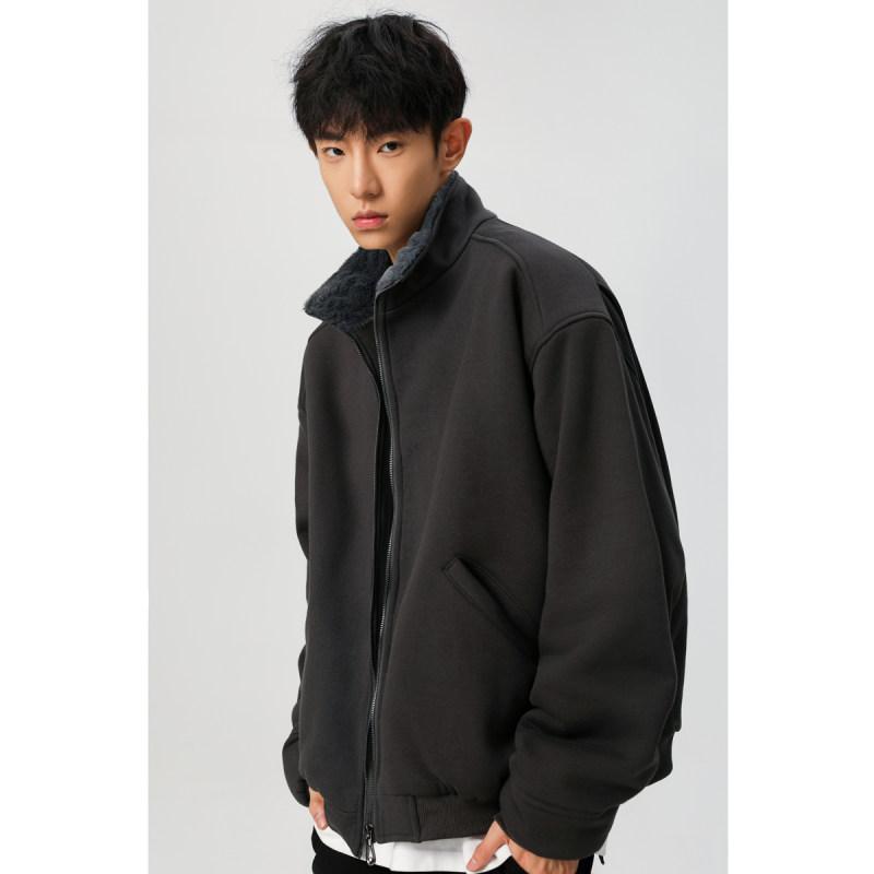 春 コーデ メンズ 用 服 シンプル ファッション オシャレ 大人 かっこいい 大きいサイズ ストリート 紳士服 マウンテン カービング コットン ジャケット スタンドカラー アメリカン クリーン フィット ラム