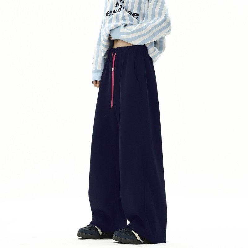 春 コーデ メンズ 用 服 シンプル ファッション オシャレ 大人 かっこいい 大きいサイズ ストリート 紳士服 ネイビーブルー パンツ ヘビースウェット ストレート カジュアル アメリカン ワイド レッグ