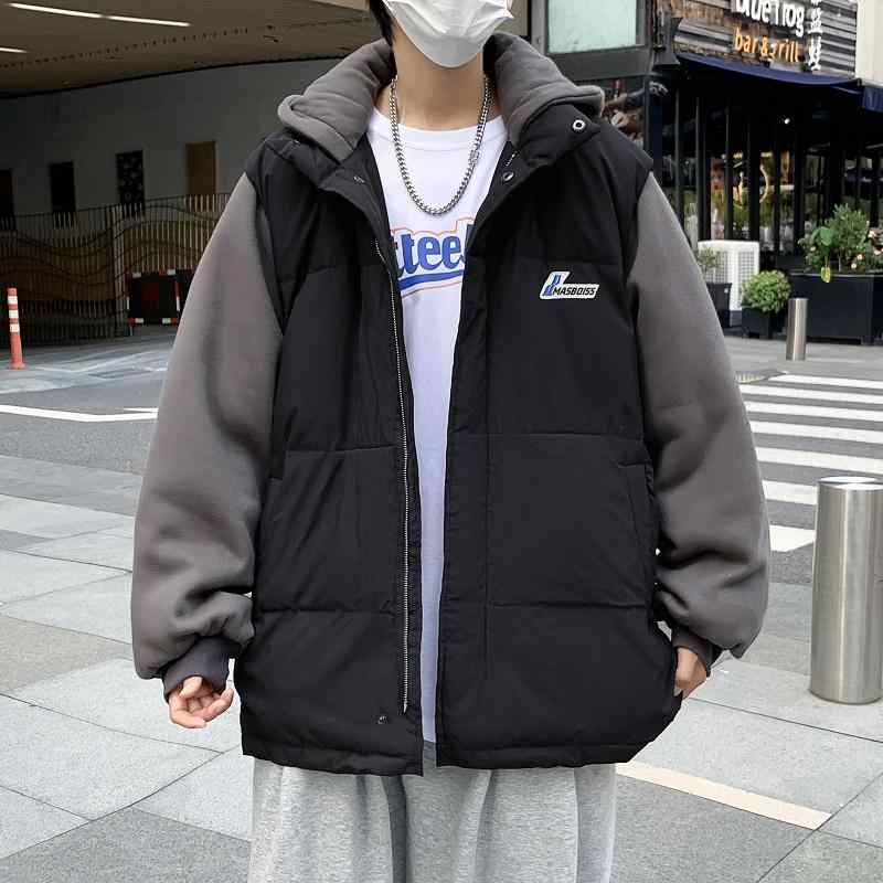 春 コーデ メンズ 用 服 シンプル ファッション オシャレ 大人 かっこいい 大きいサイズ ストリート 紳士服 フード付き フェイク ツーピース 綿 パッド入り ジャケット 韓国スタイル コート ｜リコット