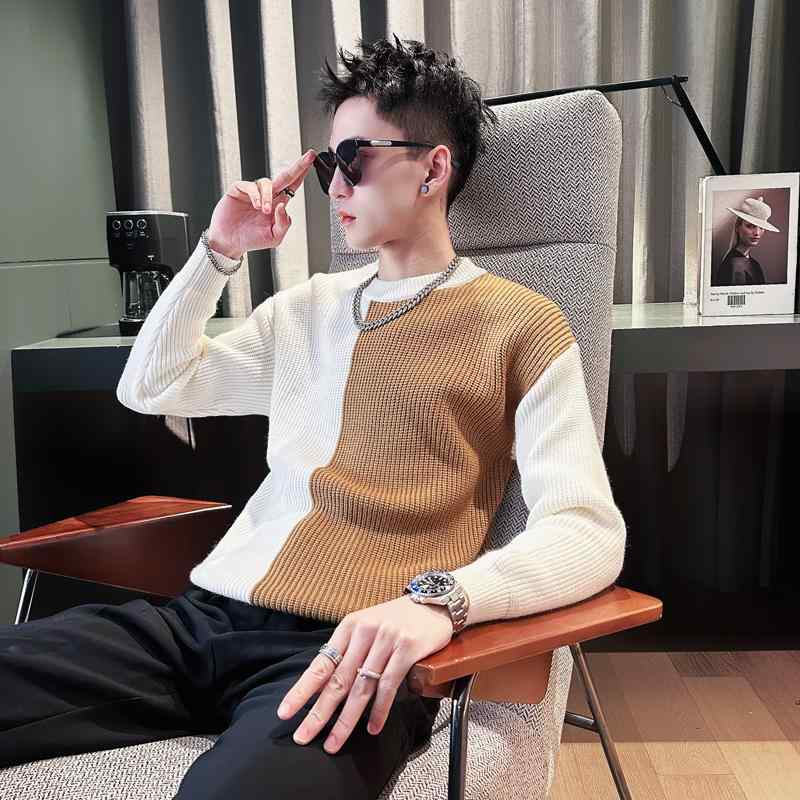 春 コーデ メンズ 用 服 分かりやすい 流行り物 オシャレ 成年者 かっこいい 途轍も無い大いさ 表どおり 成人男性服  プルオーバー 肌付き プルオーバー ラウンドのど首 その他-メンズファッション