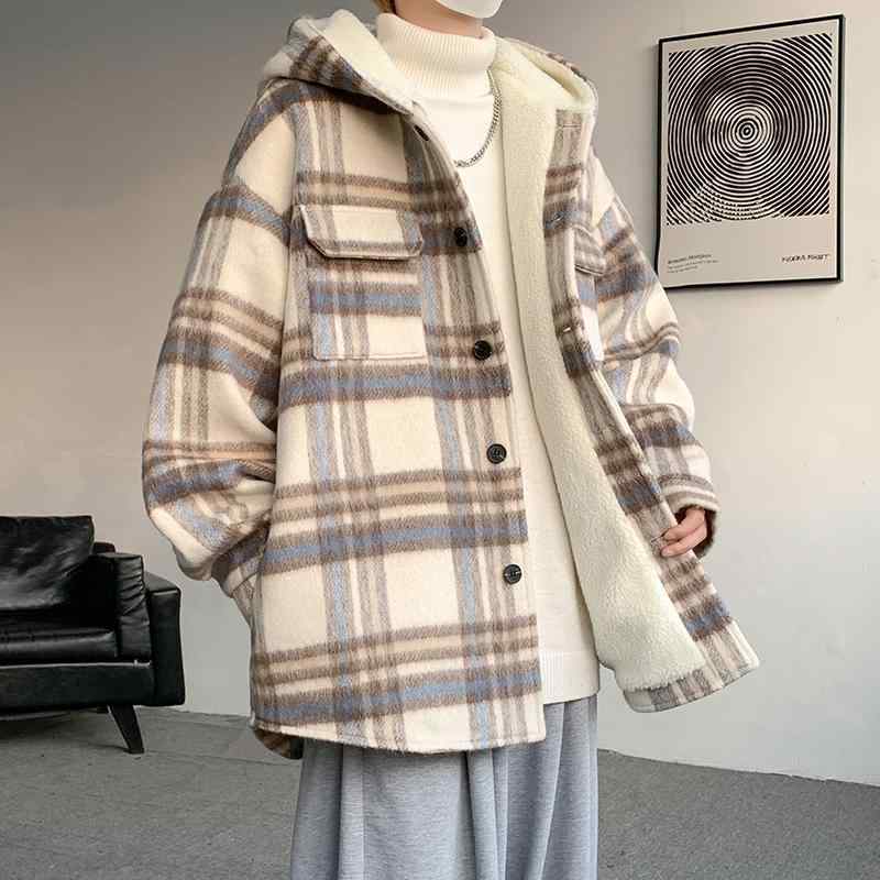 春 コーデ メンズ 用 服 シンプル ファッション オシャレ 大人 かっこいい 大きいサイズ ストリート 紳士服 ウール チェック柄 ジャケット ラムウール 綿 パッド コート アメリカン レトロ｜リコット