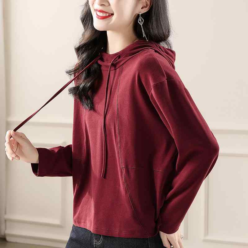 春 コーデ レディース ファッション オシャレ カワイイ シンプル きれいめ ナチュラル 上品カジュアル 婦人服 フード付き スウェットシャツ ゆったり カジュアル プルオーバー 長袖 トップス