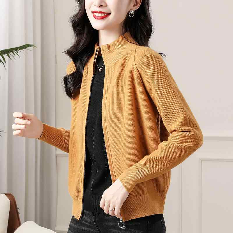春 コーデ レディース ファッション オシャレ カワイイ シンプル きれいめ ナチュラル 上品カジュアル 婦人服 ダブル ジッパー ニット カーディガン 長袖 サイズ スリム コート