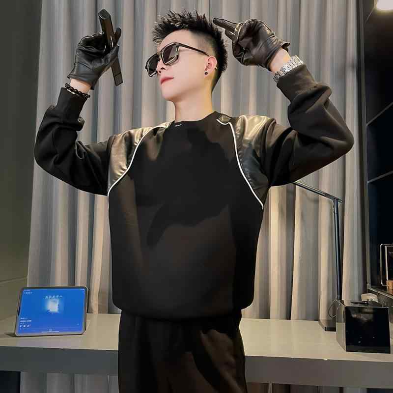 春 コーデ メンズ 用 服 シンプル ファッション オシャレ 大人 かっこいい 大きいサイズ ストリート 紳士服 スウェット シャツ ラウンドネック T 長袖 シャツプルオーバー ジャケット