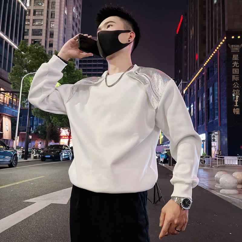 春 コーデ メンズ 用 服 シンプル ファッション オシャレ 大人 かっこいい 大きいサイズ ストリート 紳士服 スウェット シャツ ラウンドネック ヘビー T 長袖 プルオーバー ジャケット