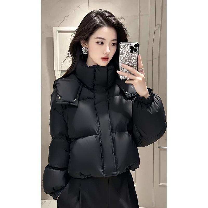 春 コーデ レディース ファッション オシャレ カワイイ シンプル きれいめ ナチュラル 上品カジュアル 婦人服 ブレッド コート ブラック スリム ハイエンド フード付き 防寒 コットンコート