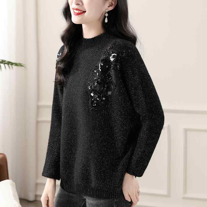 春 コーデ レディース ファッション オシャレ カワイイ シンプル きれいめ ナチュラル 上品カジュアル 婦人服 ハーフ ラウンドネック セーター 長袖 プルオーバー ニット ｜リコット