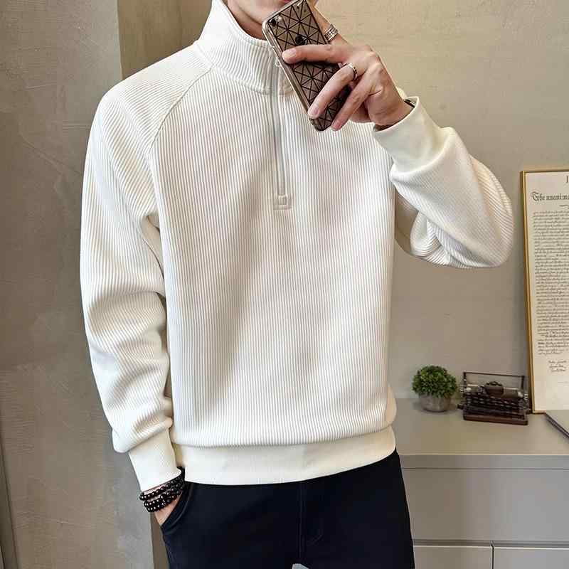 春 コーデ メンズ 用 服 分かりやすい 流行り物 オシャレ 成年者 かっこいい 気が大きい大きさ 表どおり 成人男性服 長袖 汗水 プルオーバー タンドカラー ファスナー 白いこと 上衣