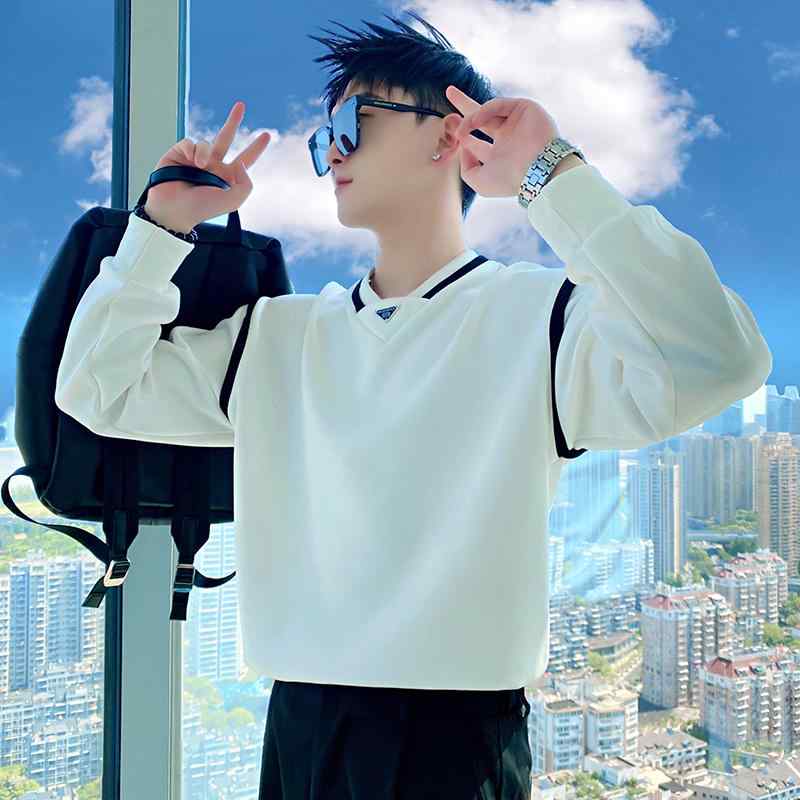 春 コーデ メンズ 用 服 シンプル ファッション オシャレ 大人 かっこいい 大きいサイズ ストリート 紳士服 ヘビー トレーナー T シャツ 長袖 プルオーバー ジャケット