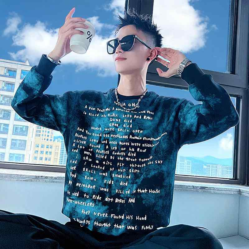 春 コーデ メンズ 用 服 シンプル ファッション オシャレ 大人 かっこいい 大きいサイズ ストリート 紳士服 フォーム レター プリント セーター ヘビー 長袖 T シャツ トップス ジャケット