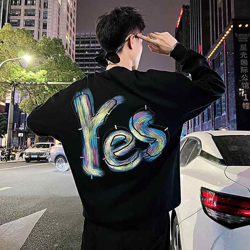 春 コーデ メンズ 用 服 シンプル ファッション オシャレ 大人 かっこいい 大きいサイズ ストリート 紳士服 ハイエンド プリントスウェット シャツ 長袖 T カジュアル ジャケット
