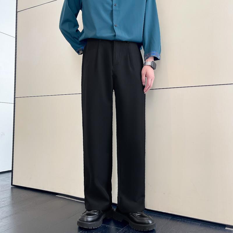 春 コーデ メンズ 用 服 シンプル ファッション オシャレ 大人 かっこいい 大きいサイズ ストリート 紳士服 ストレート レッグ スーツ パンツ ブラック パンツ カジュアル