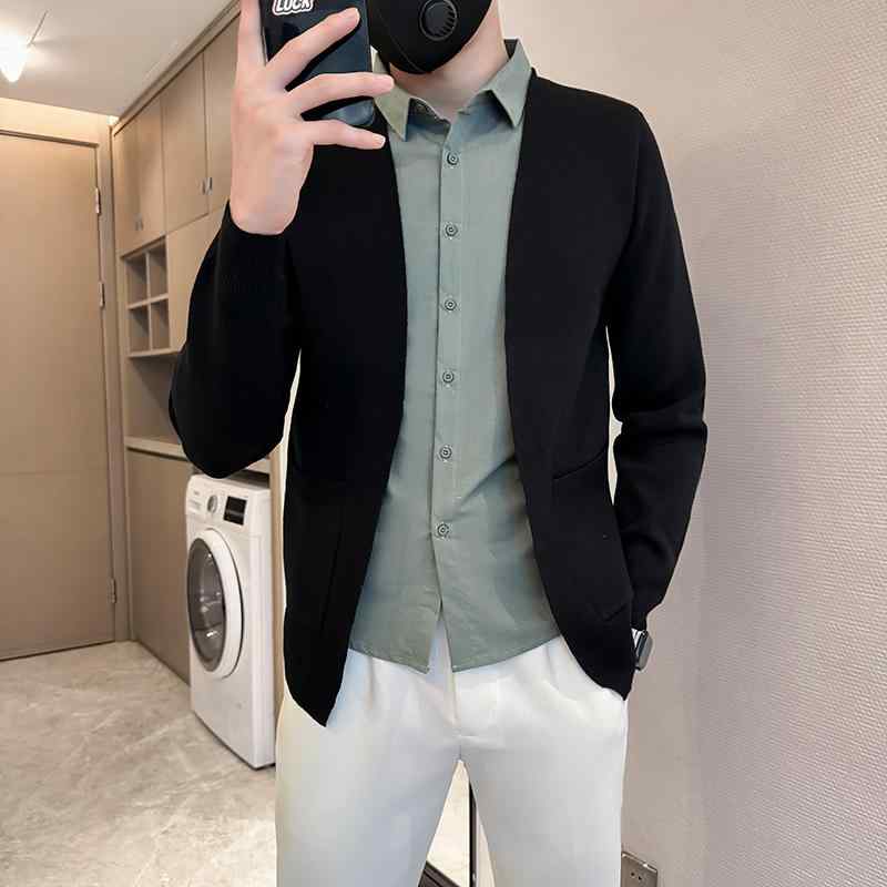 春 コーデ メンズ 用 服 シンプル ファッション オシャレ 大人 かっこいい 大きいサイズ ストリート 紳士服 フェイク ツーピース カーディガン セーター ジャケット ビジネス シャツ