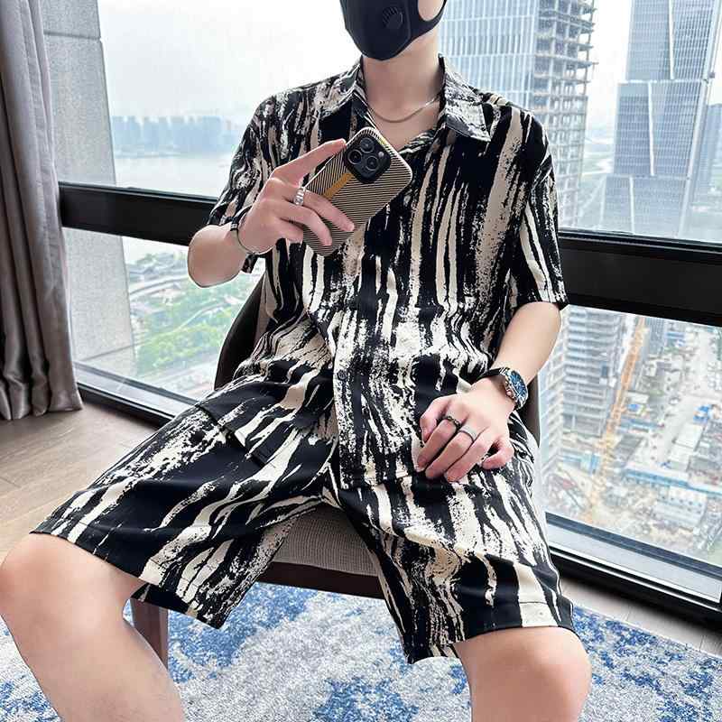 春 コーデ メンズ 用 服 シンプル ファッション オシャレ 大人 かっこいい 大きいサイズ ストリート 紳士服 ハイエンド ストライプ カジュアル スーツ 薄手 シャツ スポーツ