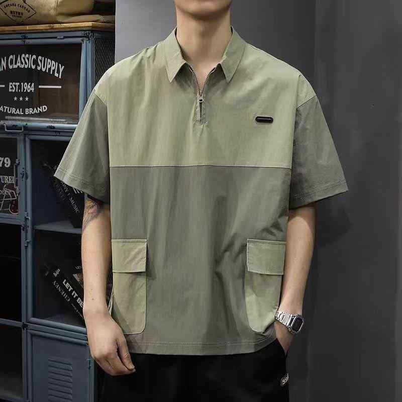 春 コーデ メンズ 用 服 シンプル ファッション オシャレ 大人 かっこいい 大きいサイズ ストリート 紳士服 クール 半袖 ジッパー ポロ シャツ ゆったり 速乾 トップス