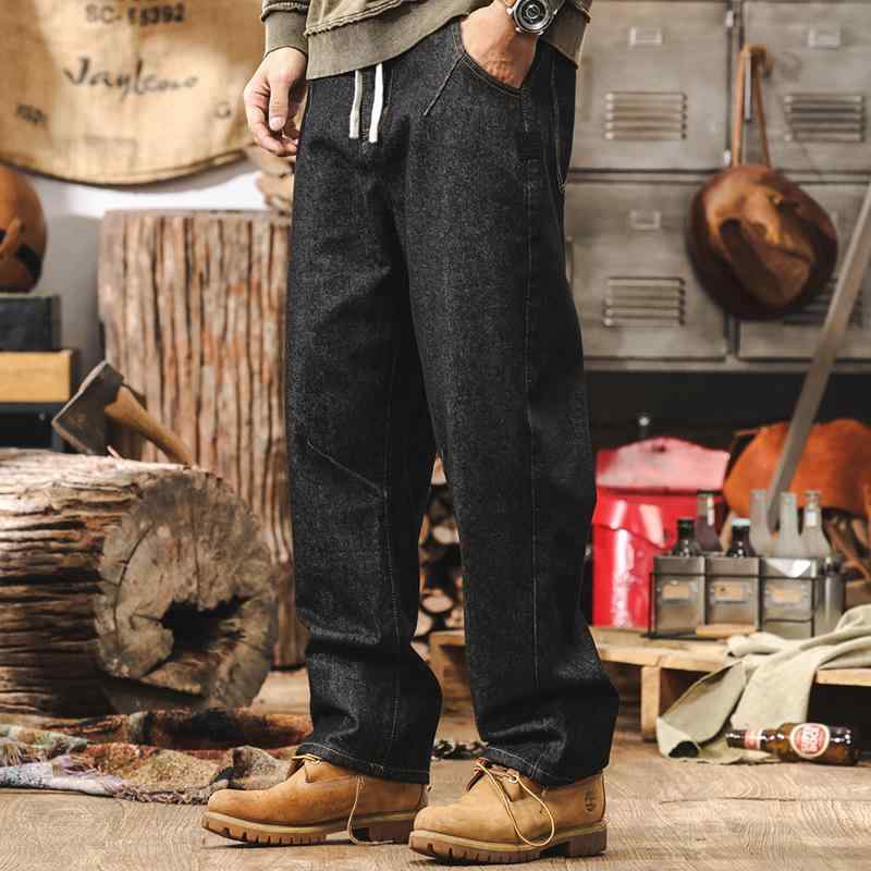 春 コーデ メンズ 用 服 シンプル ファッション オシャレ 大人 かっこいい 大きいサイズ ストリート 紳士服 アメリカン クラシック レトロ ブラック ジーンズ ストレート カラーウォッシュ カジュアル パンツ ｜リコット