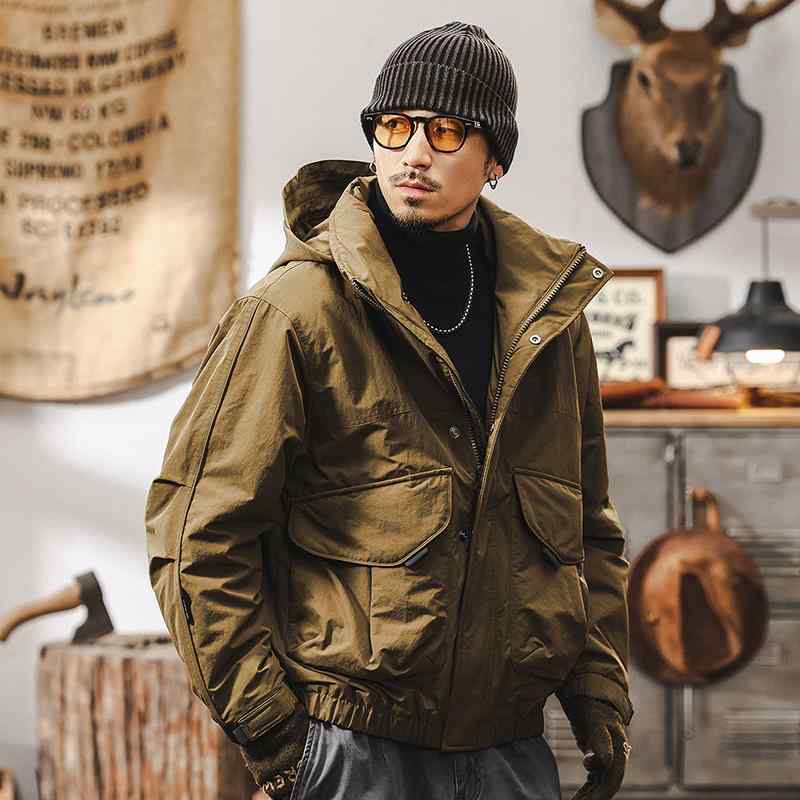 春 コーデ メンズ 用 服 シンプル ファッション オシャレ 大人 かっこいい 大きいサイズ ストリート 紳士服 アメリカン レトロ アウトドア コットン ジャケット フード付き ワーク ジャケット