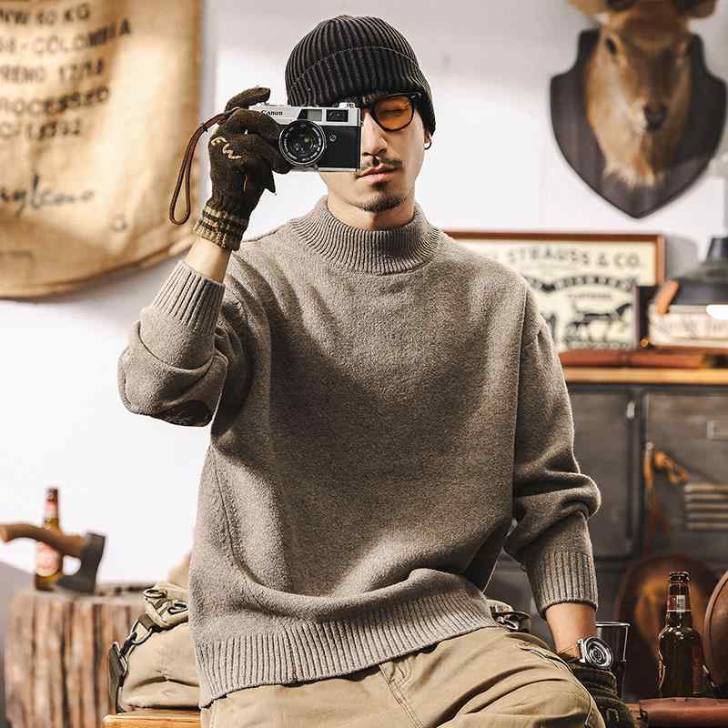 春 コーデ メンズ 用 服 シンプル ファッション オシャレ 大人 かっこいい 大きいサイズ ストリート 紳士服 アメリカン レトロ セーター ハーフ タートルネックセーター 厚手 インナー