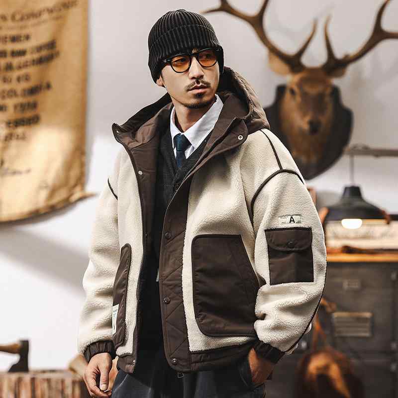 春 コーデ メンズ 用 服 シンプル ファッション オシャレ 大人 かっこいい 大きいサイズ ストリート 紳士服 アメリカン レトロ シェルパ ジャケット ゆったり ダウン