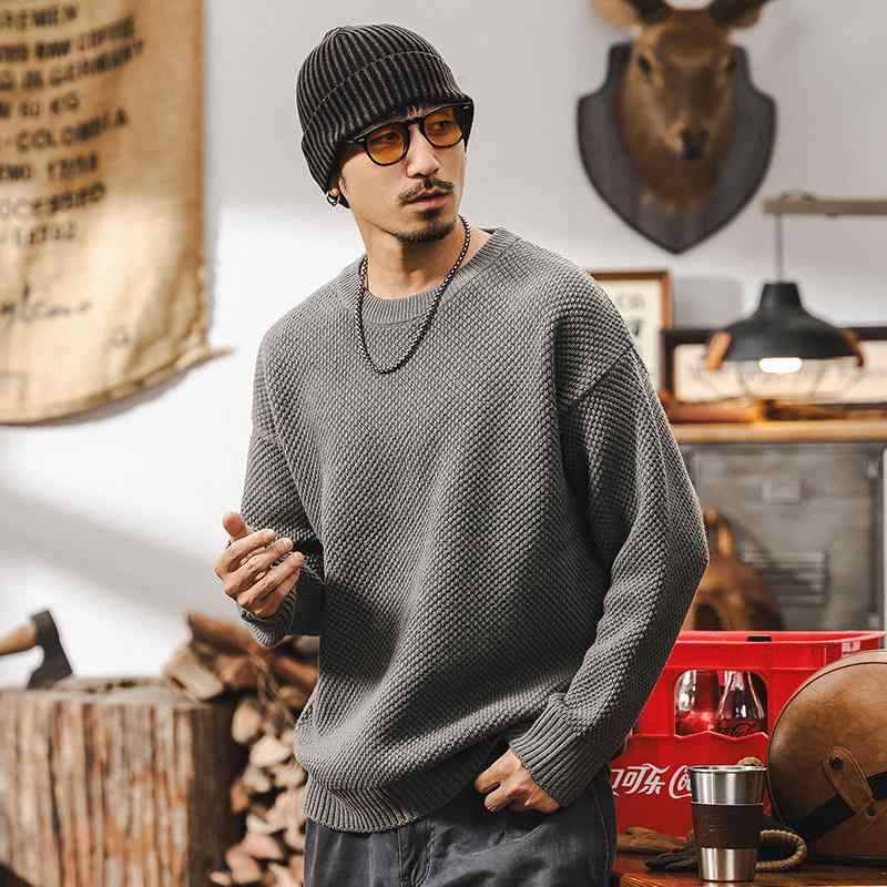 春 コーデ メンズ 用 服 シンプル ファッション オシャレ 大人 かっこいい 大きいサイズ ストリート 紳士服 アメリカン レトロ ヘビー セーター