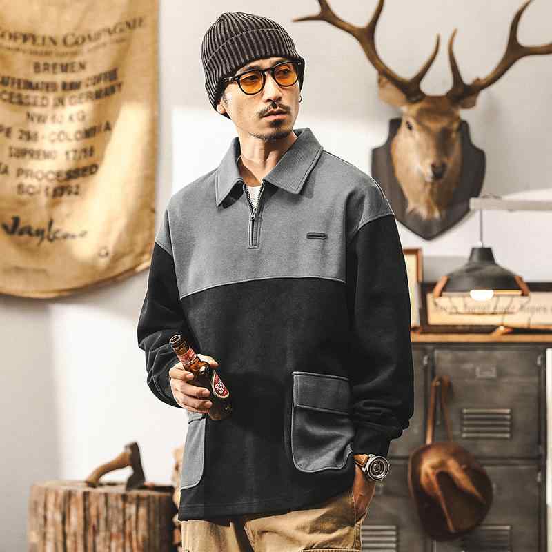 春 コーデ メンズ 用 服 分かりやすい 流行り物 オシャレ 成年者 かっこいい 馬鹿でかい大きさ 表どおり 成人男性服 色つや トップス アメリカン レトロ ヘビースウェット プルオーバー ゆったり ポロ プルオーバー