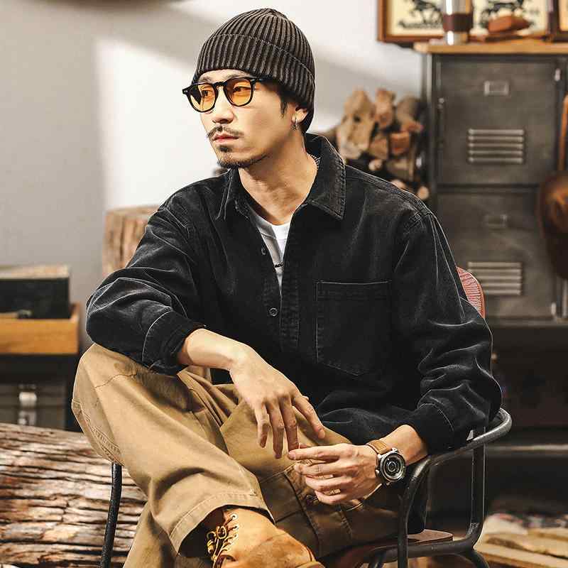 春 コーデ メンズ 用 服 分かりやすい 流行り物 オシャレ 成年者 かっこいい 気が大きい大きさ 表どおり 成人男性服 アメリカン レトロ コール天 細工物 プルオーバー 長袖意中の女 カーキ 心地よい 上衣