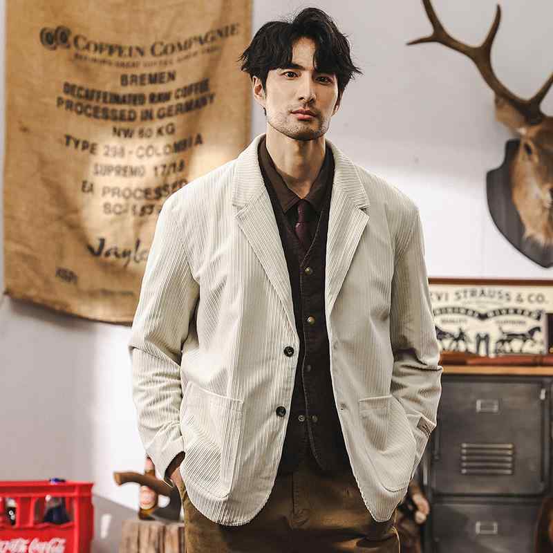春 コーデ メンズ 用 服 シンプル ファッション オシャレ 大人 かっこいい 大きいサイズ ストリート 紳士服 アメリカン レトロ コーデュロイ スーツ ジャケット ゆったり 仕事
