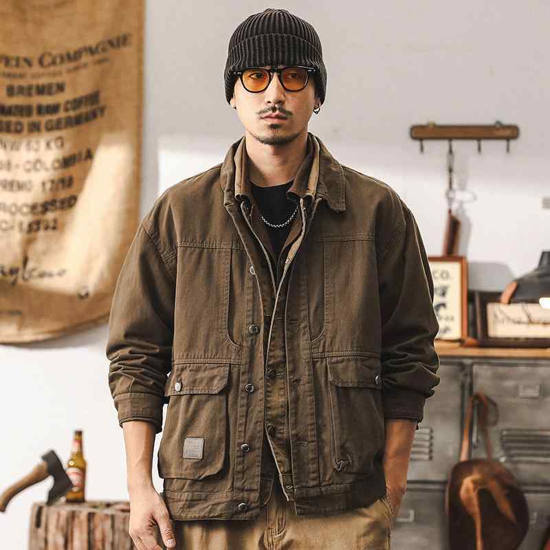 春 コーデ メンズ 用 服 シンプル ファッション オシャレ 大人 かっこいい 大きいサイズ ストリート 紳士服 アメリカン レトロ ヘビー ワーク ジャケット タフ ハンティング ジャケット 綿 カジュアル ジャケット