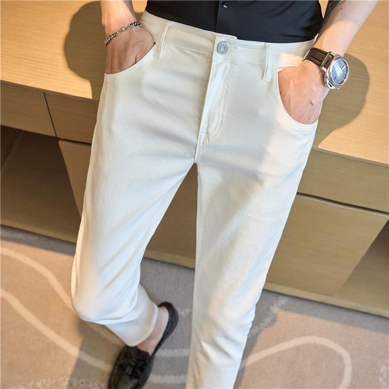 春 コーデ メンズ 用 服 シンプル ファッション オシャレ 大人 かっこいい 大きいサイズ ストリート 紳士服 薄型 ストレッチ ソリッドカラー パンツ ウォッシュ ジーンズ 韓国スタイル カジュアル